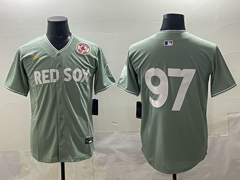 Men 2025 Boston Red Sox #97 No Name Green Nike MLB Jersey style 07